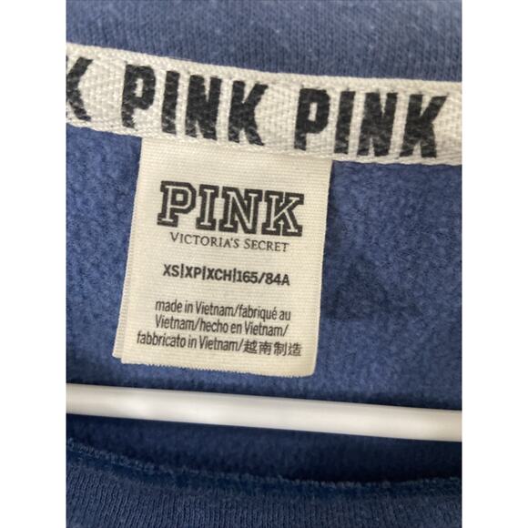 Pink Victorias Secret Sweat Shirt Blue Logo Long Sleeve Round Neck Size: XS - Picture 3 of 7
